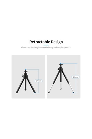 Dofolink Gümüş Renkli Tahta Mini Tripod - Aluminium Ally Malzeme, 1/4" Vida, Cep Telefonu Ve Web Kamerası İçin Taşınabilir Tutucu