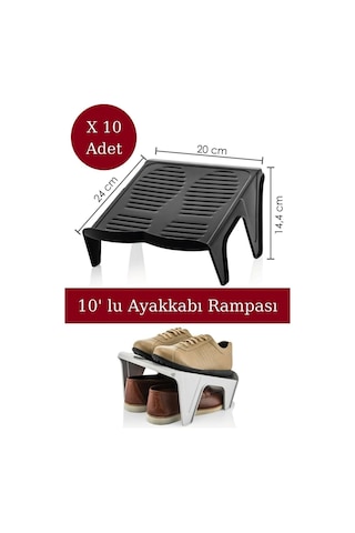 10 Adet Çiftli Ayakkabı Rampası Plastik Ayakkabı Düzenleyici Siyah