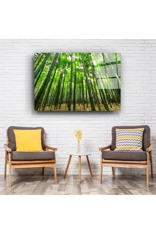 Bambu Ağaçları Cam Tablo