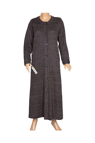 Hesna Kadın Nurel Büyük Beden Kışlık Kare Çıtçıtlı Kahve Pardesü Kahverengi