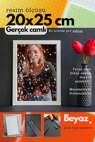 20mm Çerçeve Camlı 20x25 Cm Fotoğraf Resim Çerçevesi Ayaklı Veya Duvara Asma Yatay-dikey 91826724