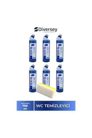 Diversey Tuvalet Temizleyici Taskı R6 Wc 750ml 6 Adet + Hassas Temizlik Süngeri 1 Adet 160gr