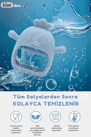 Kiwi Silikon Bebek Diş Kaşıyıcı Seti- Diş Kaşıma Eldiveni Emzik Uçlu Oyuncak Diş Kaşıyıcı Bej-pink