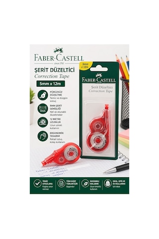 Şerit Daksil Beyaz 5mmx12 Metre 1 Adet Faber Castell Şerit Düzeltici Şerit Silici Yazı Silici Büro Ofis Okul