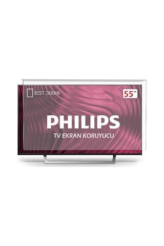 Best Ekran Philips Uyumlu 55PUS7805 TV Ekran Koruyucu - 55" 139 CM 139 Ekran Şeffaf Koruma Paneli