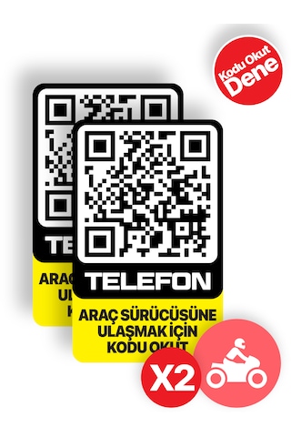 2'li Paket - Motosiklet Numaratörü - Dıştan Yapıştırma - Qr Kodlu Numaratör Dikey Etiket Sarı - Siyah