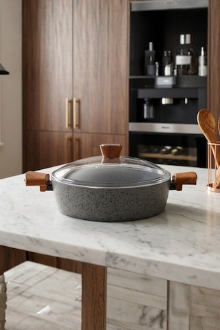 Vogue 28 Cm Granit Pilav Karnıyarık Tenceresi - İndüksiyon Tabanlı - Güveç Ve Pilav Yemekleri İçin Gri