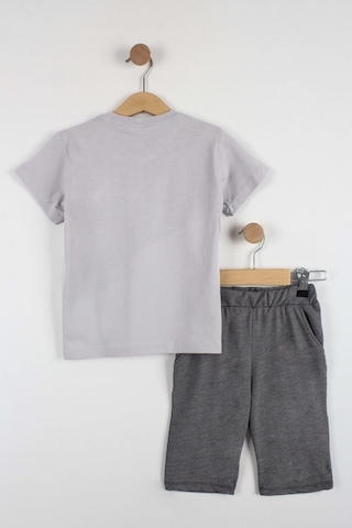 Erkek Çocuk Atletik Baskılı Şortlu Takım-6288-Gri