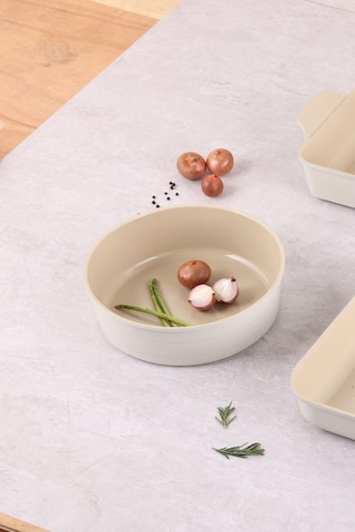 Neoflam Fika Alüminyum Döküm Yuvarlak Fırın Tepsisi Bej 26cm Krem