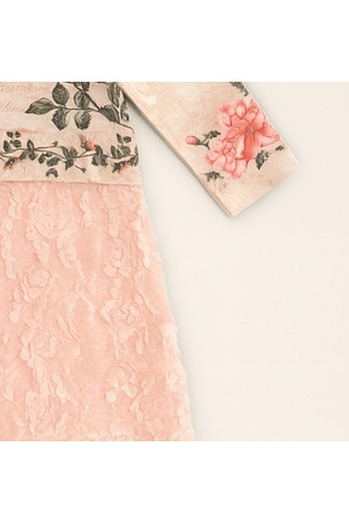 For My Baby Çiçek Baskılı Bebe Yaka Elbise Pembe