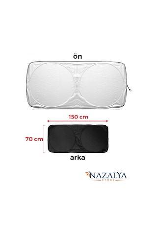 Bay Katlanır Araba Ön Cam Güneşliği Metalize Isı Yalıtımlı Yazlık 150x70cm Otomobil Aksesuarı Najmaddin