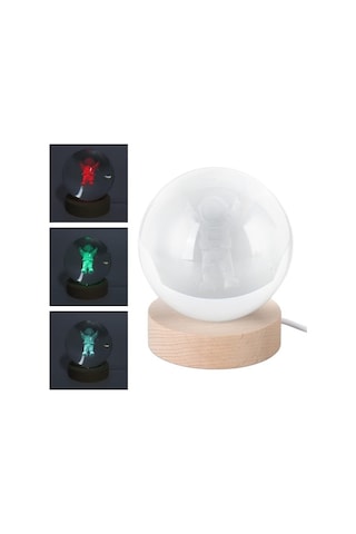 Szypzstore 3d Astronot Kristal Top Gece Lambası, Led Ahşap Tabanlı Lazer Oymalı Şeffaf Cam Top, Doğum Günü Hediyeleri Için Çok Renkli Dekoratif Sevimli Astronot Lambası, Çocuklar, Ev 4zs5hg Siyah