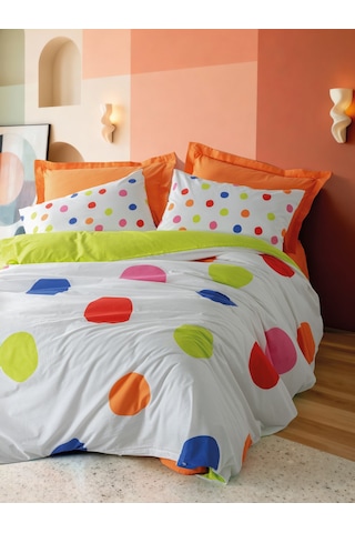 Cotton Box Çift Kişilik Nevresim Takımı Dotsy Turuncu Turuncu