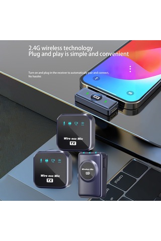 Lemestar 2.4g Kablosuz Mikrofon Seti - 50m Menzilli, Gürültü Önleyici, Şarj Kutusu Dahil, Android Ve Tabletler İçin