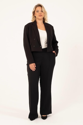 Myline Astarlı Blazer Crop Ceket - Siyah