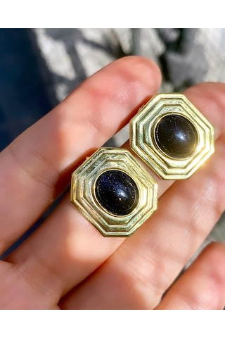 Geometrik Çokgen Çember Büyük Taşlı Küpeler Minimalist Küpe 925 Gümüş