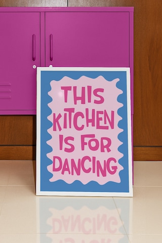 This Kitchen İs For Dancing Mutfak Dekorasyon Poster Tablo Beyaz Çerçeveli