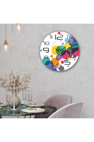 Decorita Cam Saat | Color Dot | Çap40cm Çok Renkli