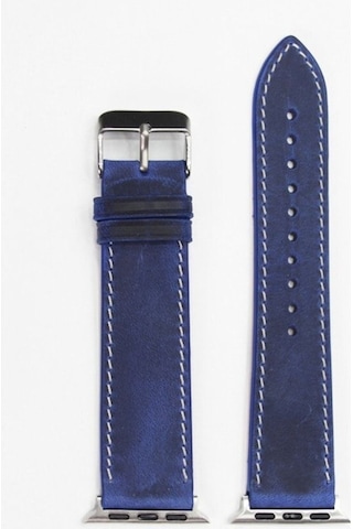 Apple Uyumlu Watch Kordon Deri Crazy Saks Mavi 42-44-45 Mm