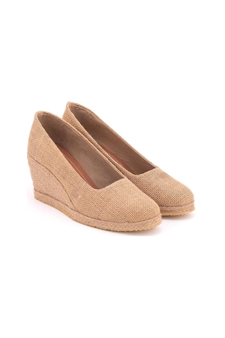 Star Tombis Hasır Hasır Keten Espadril Dolgu Topuk Dolgu1001-2923 Koyu Bej