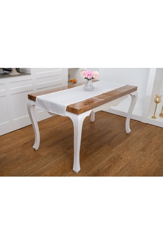 Finezza Ayda Jakar Polyester Kumaş Krem Runner 45x150 cm - 1418