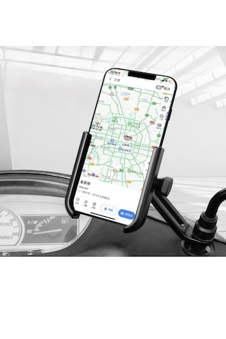 Point Kılıflı Motorsiklet Telefon Tutacağı 6.3 Inc Uyumlu Su Geçirmez Aynaya Montaj Siyah
