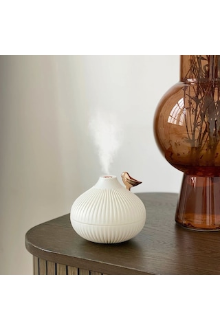 Ultrasonik 300 Ml Hava Nemlendirici Buhar Makinesi Kuş Detaylı Aroma Difüzörü Gece Lambası