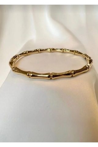 Lunarie Bambu Dokulu Kelepçe Bileklik 14k Gold Renk Kararmaz Altın