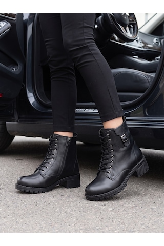 Nesilshoes Nesil Shoes Marr 851 Hakiki Deri İçi Kürklü Kadın Bot Siyah