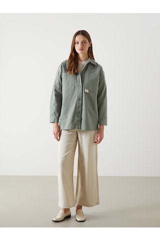 Lcw Modest Yeşil Oversize Kadın Gömlek Tunik
