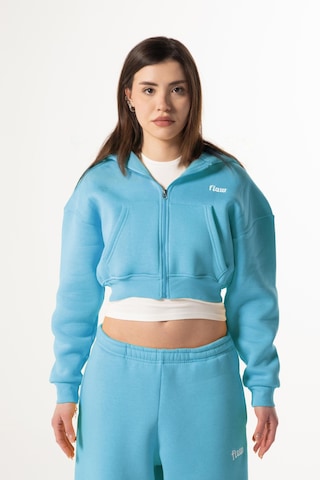 Flaw Atelıer Flaw Nakışlı Mavi Zip Crop-28832 Mavi