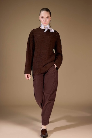 Defacto Regular Fit Bisiklet Yaka Ajurlu Triko Tunik G0710ax25wnbn330 Kahve-bn330