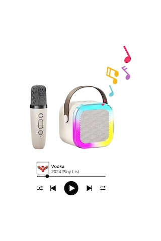 Bluetooth Hoparlör Parti Hoparlörü Karaoke Mikrofon li Işıklı Ses Bombası Usb Sd Girişli