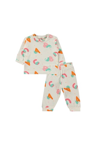 Civil Baby Harf Kedi Empirme 6-18 Ay Pijama Takımı - Ekru