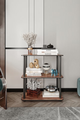 Dekoratif Masivo Kitaplık 3 Katlı 30x60 Dikdörtgen Çok Amaçlı Raf Madran Ceviz Ceviz