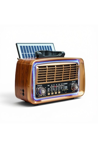 Rt-610a Solar Güneş Panelli Nostaljik Radyo,ledli Bluetooth Nostalji Radyo