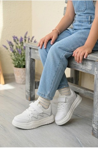 Fort Odessa Cool Hafif Rahat Sneaker Çocuk Ayakkabı Beyaz - Gri