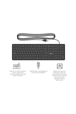 Philips Spk6248 Kablolu Türkçe Q Klavye Siyah