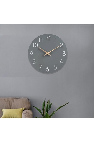 Homyl Arap Rakamları İle 12 Inç Duvara Asılan Saat Gri