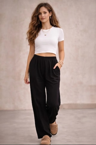 Bbbutikbasic Dökümlü Ayrobin Basic Pantolon Tr0935 siyah