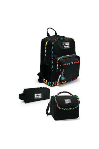 Coral High Siyah Grafiti Desenli 3 Lü Okul Çanta Seti Set0123633