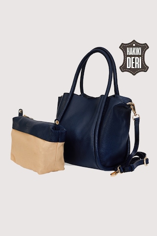 Hakiki Deri Kadın Organizerlı El Çantası Lacivert Smr9206-2 Lacivert