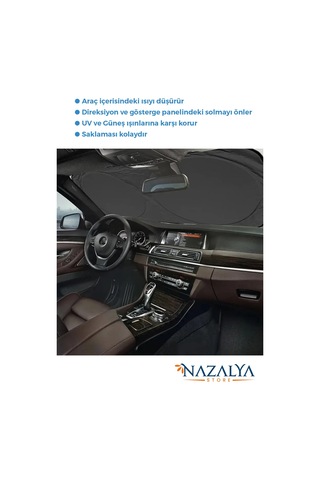 Bay Katlanır Araba Ön Cam Güneşliği Metalize Isı Yalıtımlı Yazlık 150x70cm Otomobil Aksesuarı Najmaddin