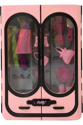 Oyuncak Barbie Bebek Gardolap Elbiseli Aksesuarlı Şık Dolabım