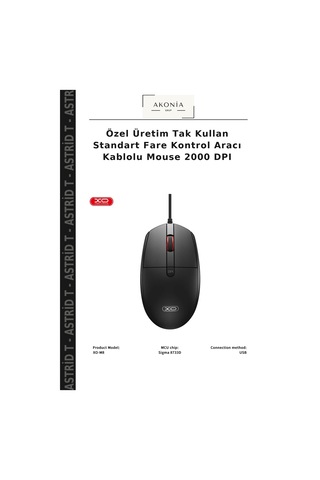 Özel Üretim Tak Kullan Standart Fare Kontrol Aracı Kablolu Mouse 2000 Dpı M8
