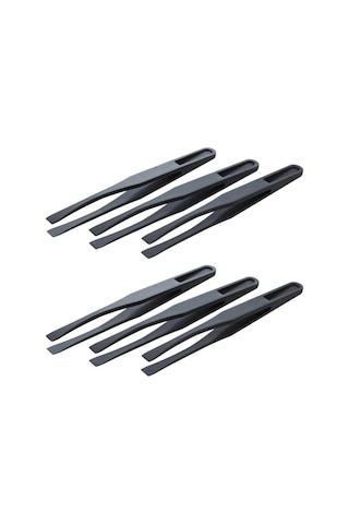 Tangshopping 115mm Uzun Düz Uçlu Siyah Plastik Anti-statik Cımbız 3'lü