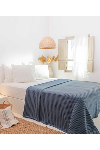 Mare %100 Pamuklu Mavi Waffle Pike Çift Kişilik 230x245 Mint Yeşil