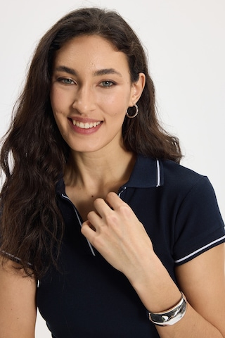 Tudors Kadın Slim Fit Dar Kesim Pamuklu Polo Yaka Kısa Kollu Lacivert Tişört-50463