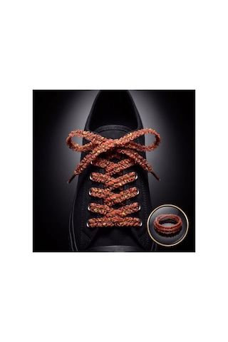 Last İcon Turuncu Kırmızı Simli Dokulu Örgü Ayakkabı Bağcığı Spor Sneaker Turuncu & Kırmızı