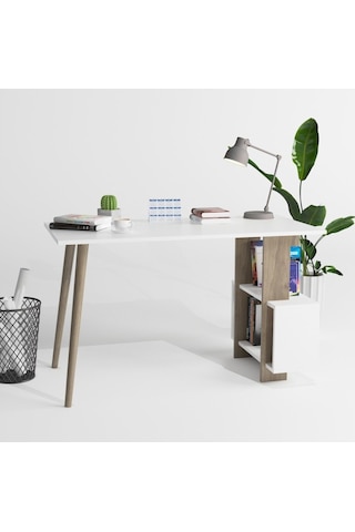 Side Çalışma Masası Beyaz & Ceviz